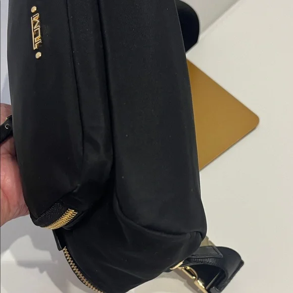 Tumi Madison Black Nylon Belt Bag with Gold Hardware Accents - Picture 8 of 16